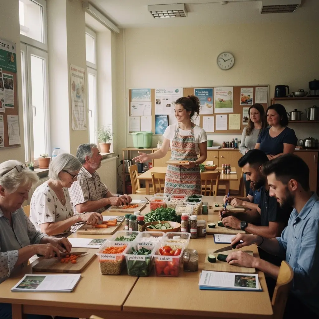 Sklenice s pЕ™ipravenГЅmi pokrmy, kterГ© jsou uskladnД›nГ© v lednici